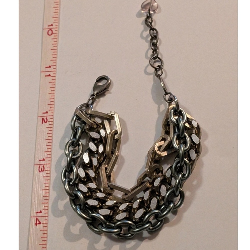 Sabika Multi Strand Mixed Metal Chain Bracelet Gunmetal Gold Silver Tone